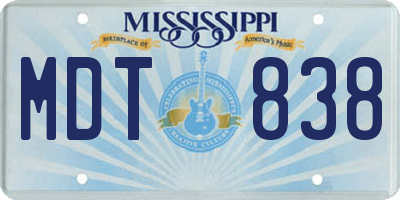 MS license plate MDT838