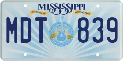 MS license plate MDT839
