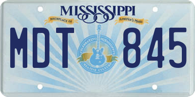 MS license plate MDT845
