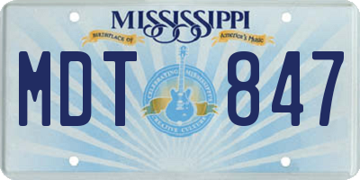 MS license plate MDT847