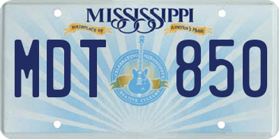 MS license plate MDT850