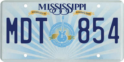 MS license plate MDT854