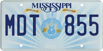 MS license plate MDT855