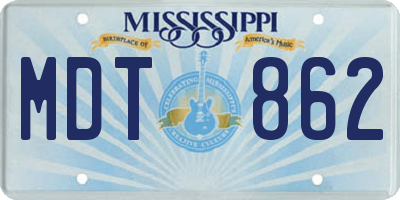 MS license plate MDT862