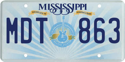 MS license plate MDT863