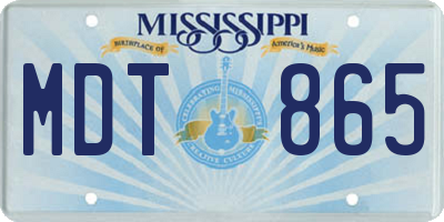 MS license plate MDT865