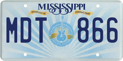 MS license plate MDT866