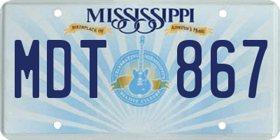 MS license plate MDT867