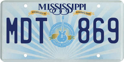 MS license plate MDT869