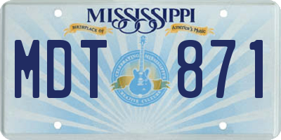 MS license plate MDT871