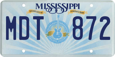 MS license plate MDT872