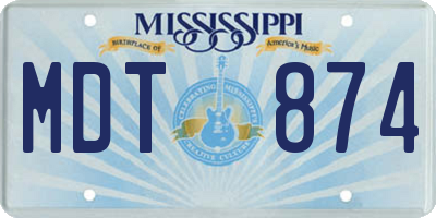 MS license plate MDT874