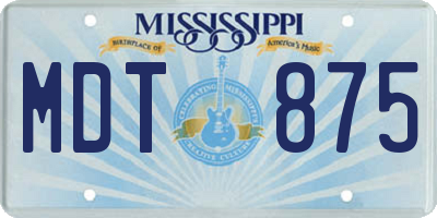 MS license plate MDT875