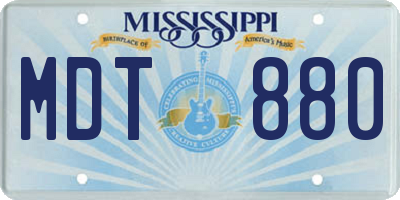 MS license plate MDT880