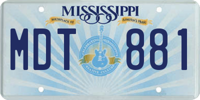 MS license plate MDT881