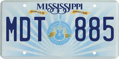 MS license plate MDT885