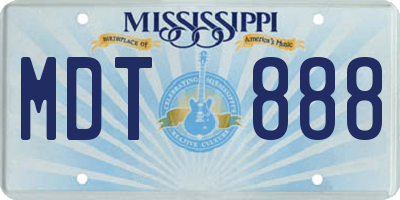 MS license plate MDT888
