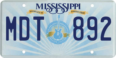 MS license plate MDT892