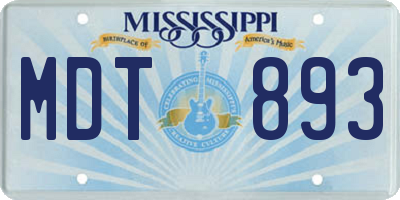 MS license plate MDT893