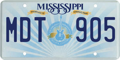 MS license plate MDT905