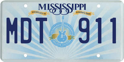 MS license plate MDT911