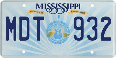 MS license plate MDT932