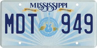 MS license plate MDT949