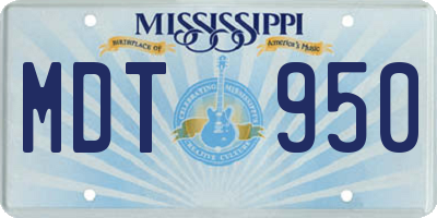 MS license plate MDT950