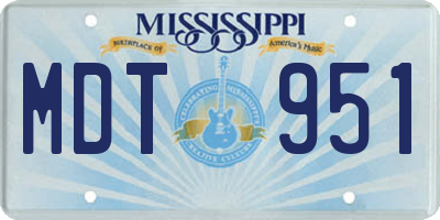 MS license plate MDT951