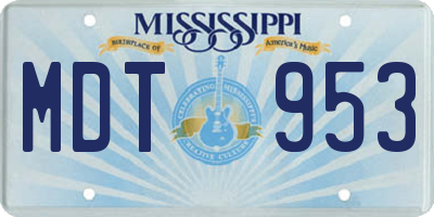 MS license plate MDT953