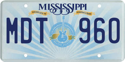 MS license plate MDT960