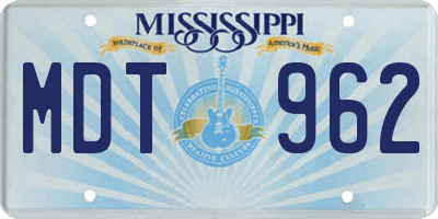 MS license plate MDT962