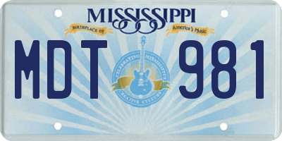MS license plate MDT981