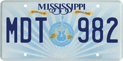 MS license plate MDT982