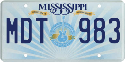 MS license plate MDT983