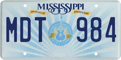 MS license plate MDT984