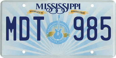 MS license plate MDT985