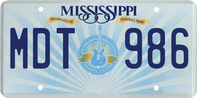 MS license plate MDT986