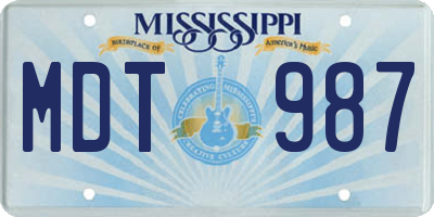 MS license plate MDT987