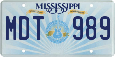 MS license plate MDT989