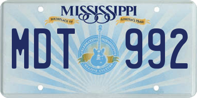 MS license plate MDT992