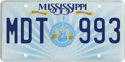 MS license plate MDT993