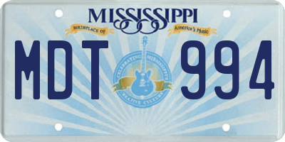 MS license plate MDT994