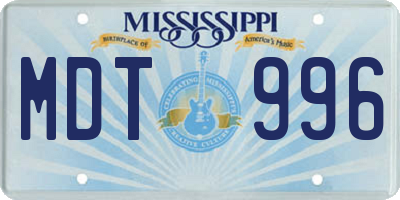 MS license plate MDT996