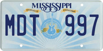 MS license plate MDT997