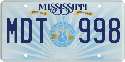MS license plate MDT998