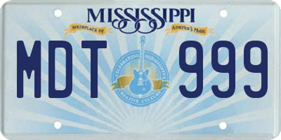 MS license plate MDT999