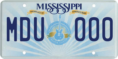 MS license plate MDU000