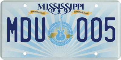 MS license plate MDU005