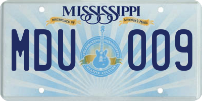 MS license plate MDU009